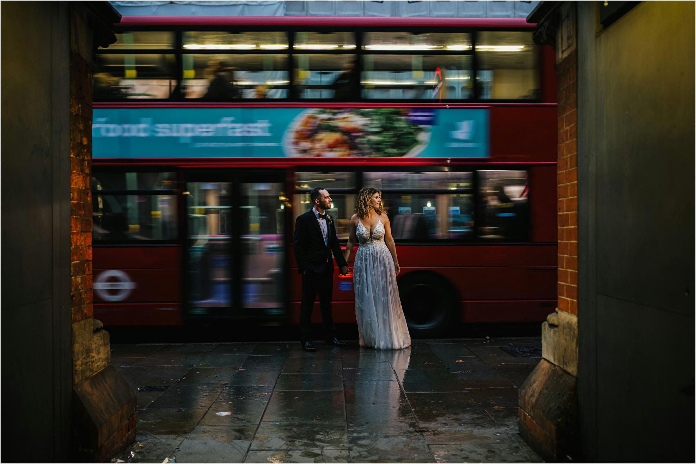 bride in groom at their london wedding