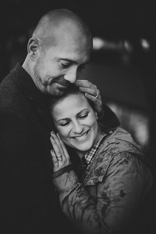 a black and white picture of a couple in love