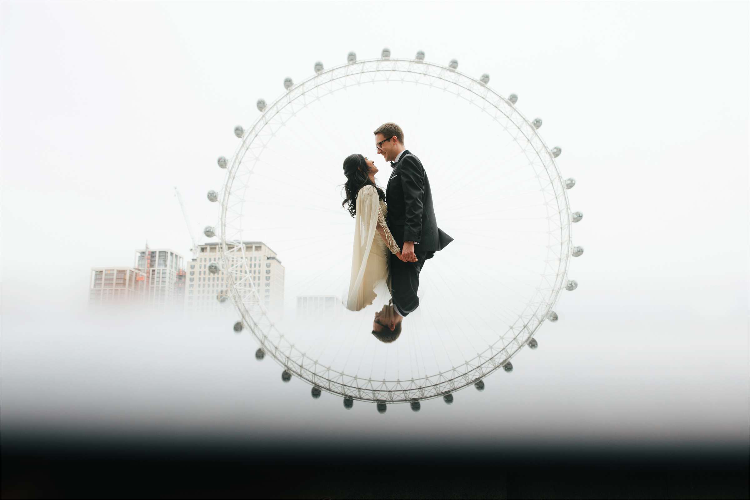 a couple enjoying a photo shoot at their London wedding