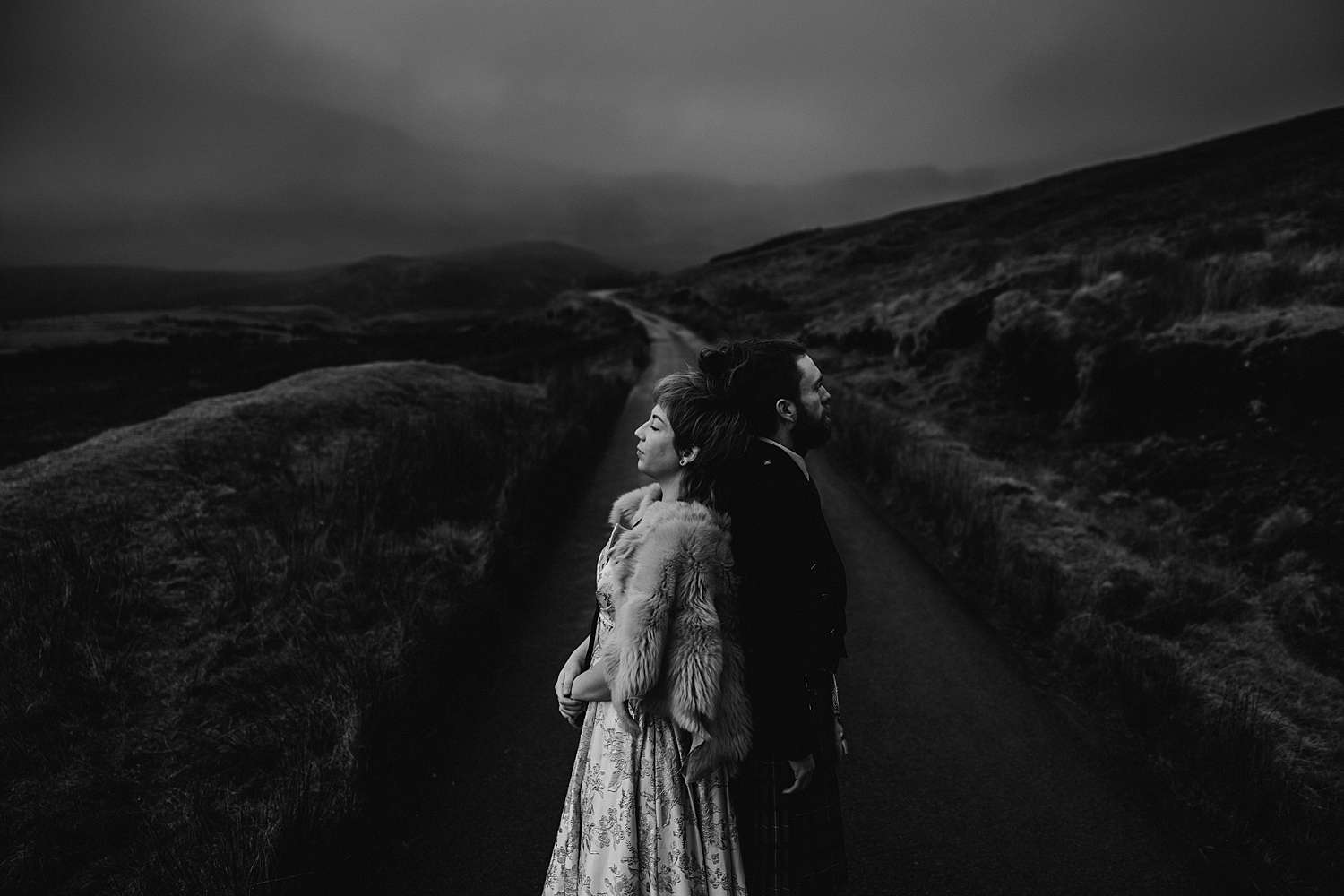 a bride and groom at their wedding in Scotland